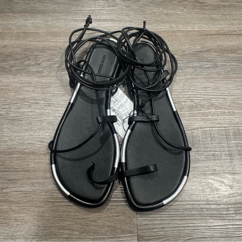 Isabel Marant Jeiro Black Leather Lace Up Wrap Around Strap Sandals - Picture 2 of 10